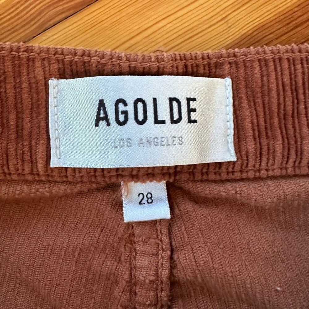 Agolde Riley Long Straight Corduroy Pants in Saddle Size 28 - Picture 8 of 9